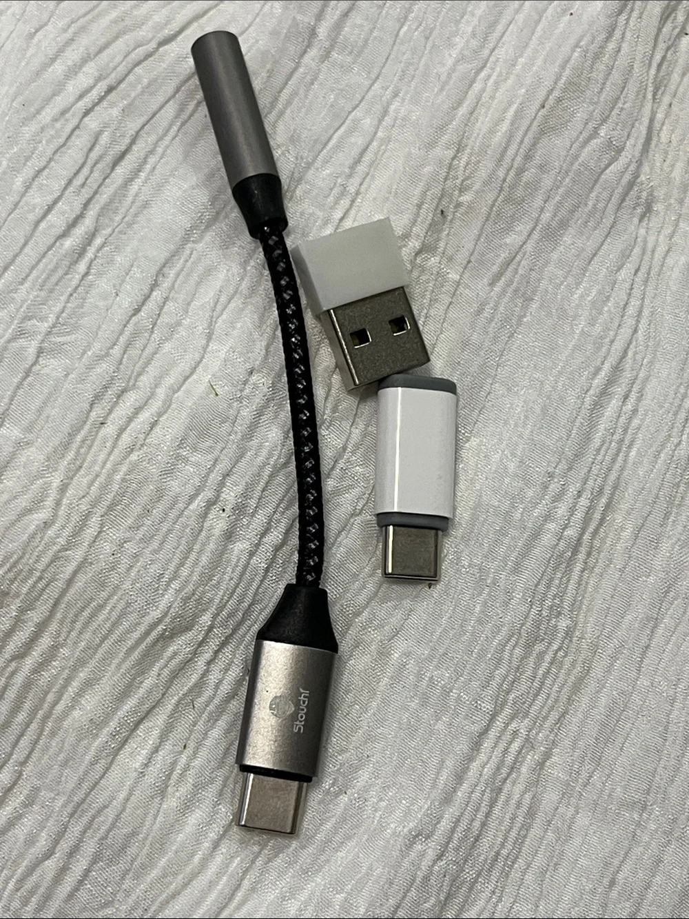 Silver/Black Braided USB-C Charging & Adapter Cable -